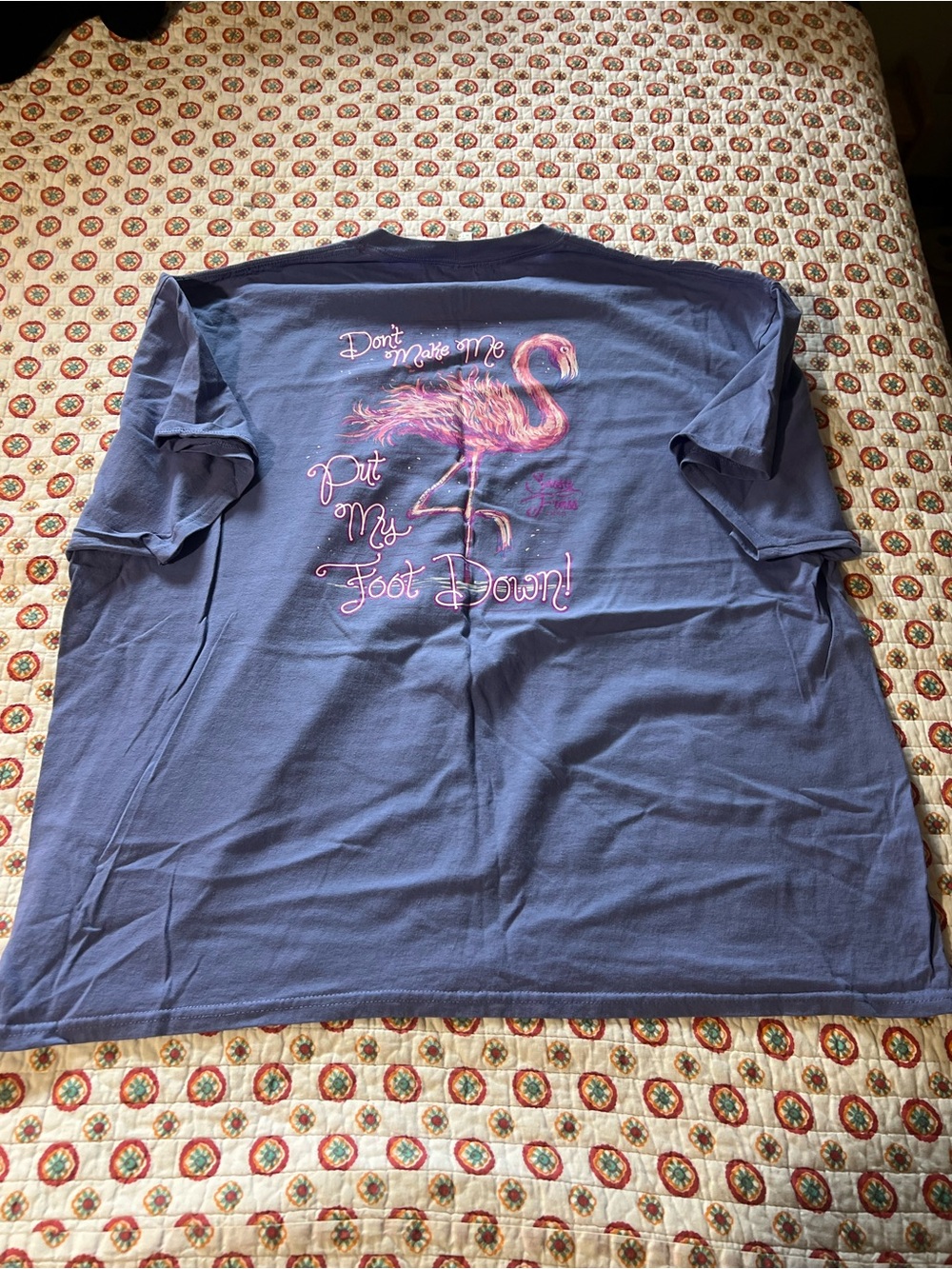 Flamingo “Don’t Make me Put my Foot Down” Purple Shirt size 3XL - Picture 1 of 5